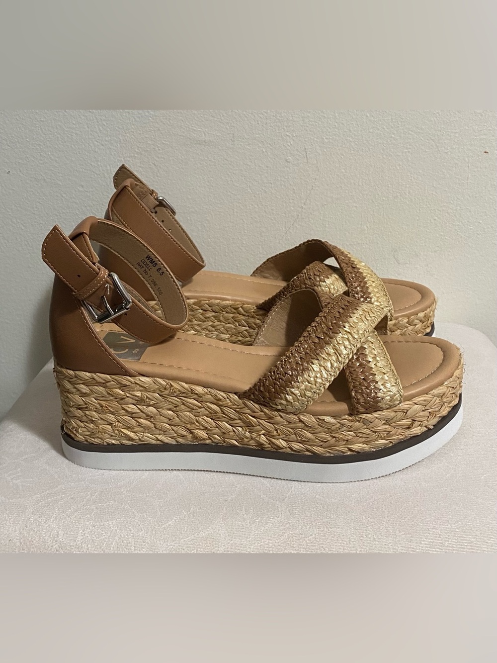 Dell Natural and Tan Braided Wedge Espadrille Sandals